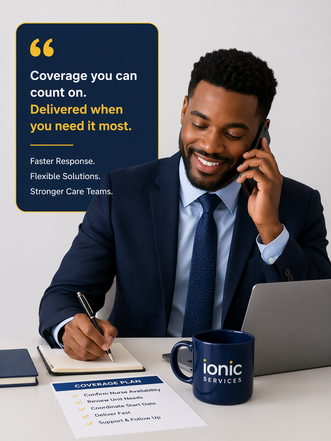 Business professional coordinating contract coverage support