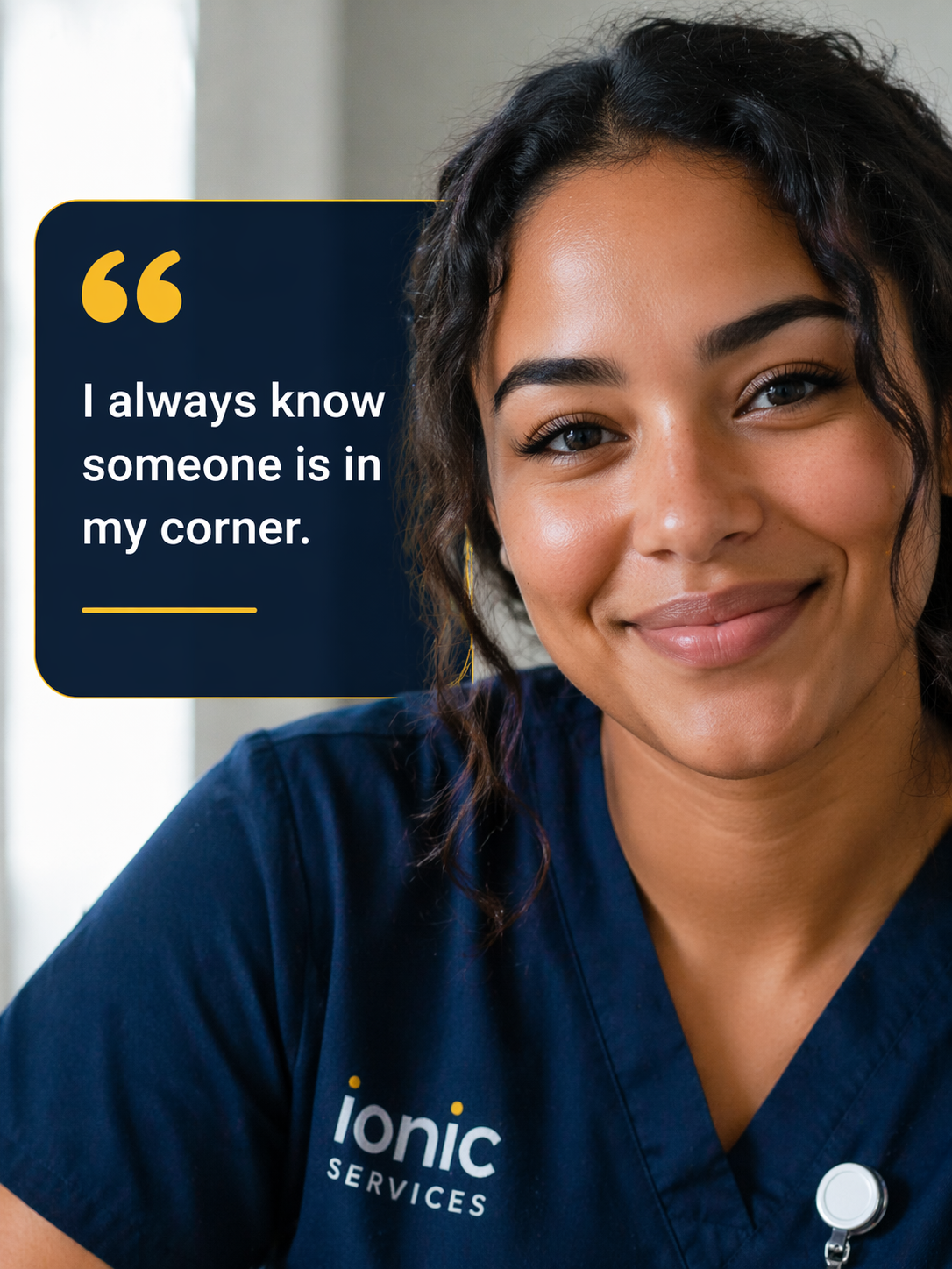 Nurse portrait representing managed workforce support and ongoing follow through