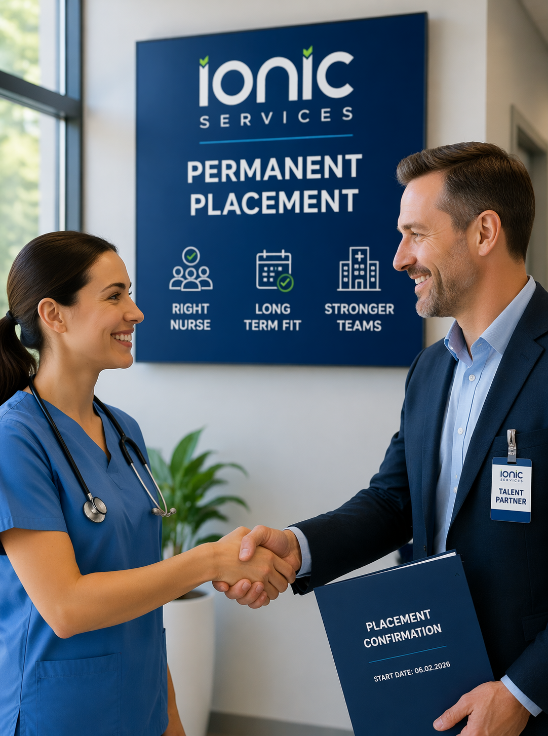 Permanent placement nurse handshake and placement confirmation