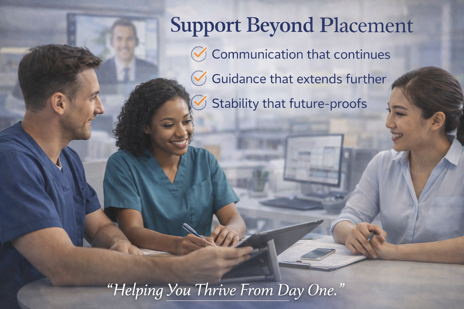 Ongoing support for healthcare professionals after placement