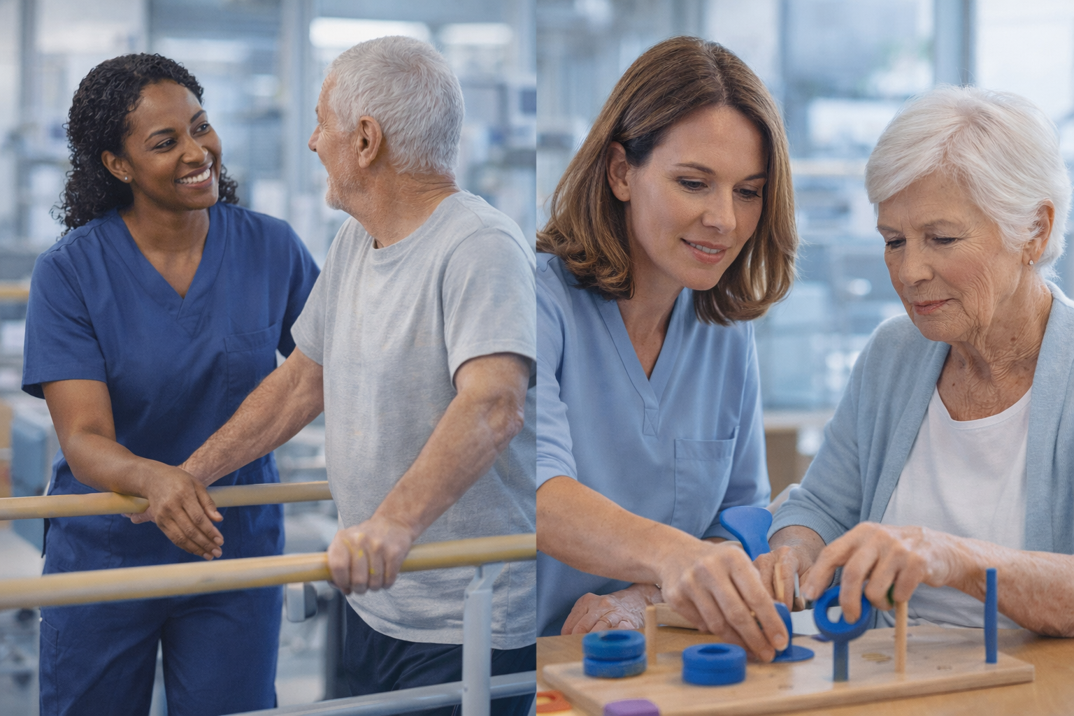 Physical and occupational therapists supporting rehabilitation care