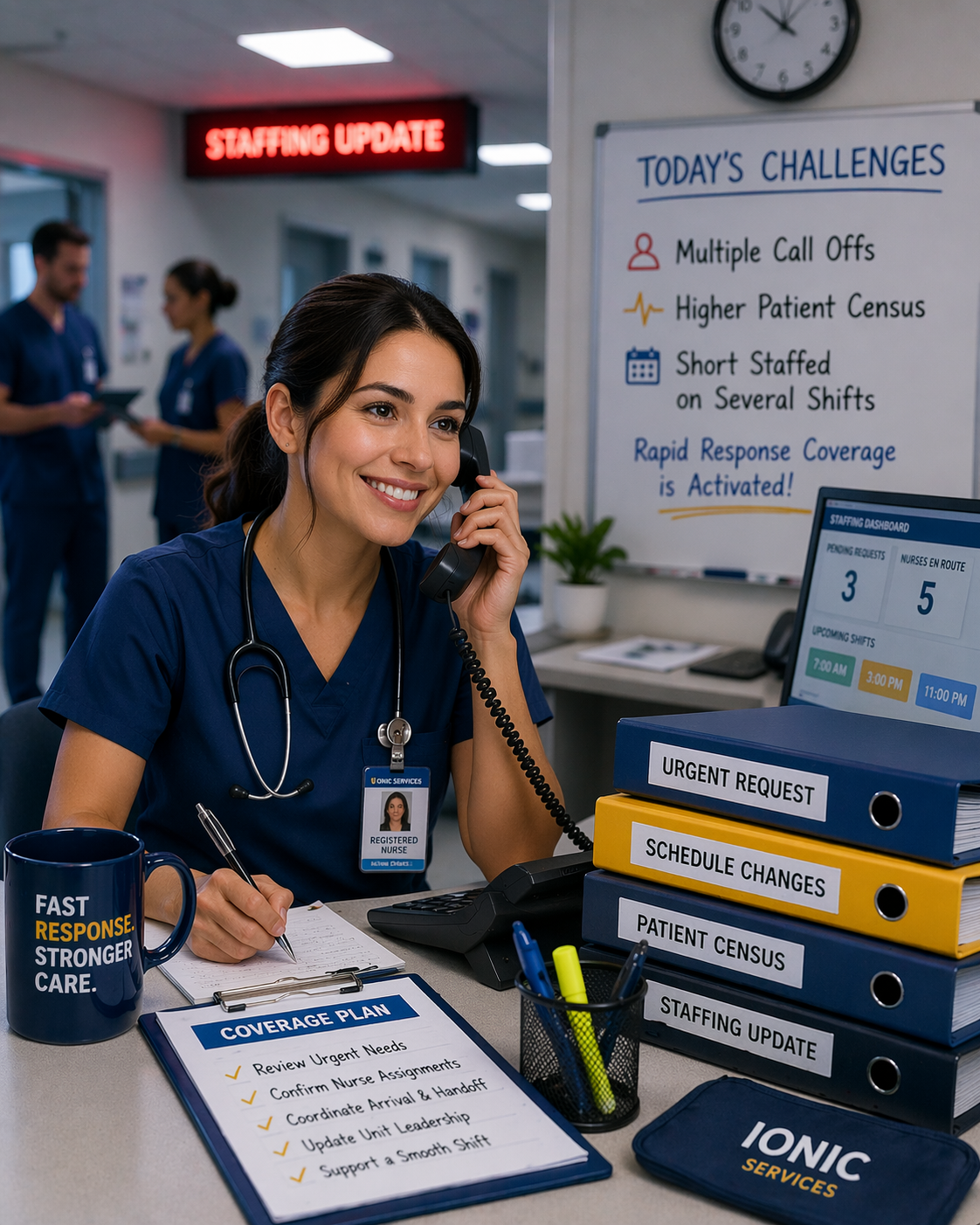 Urgent staffing coordination and rapid response coverage planning