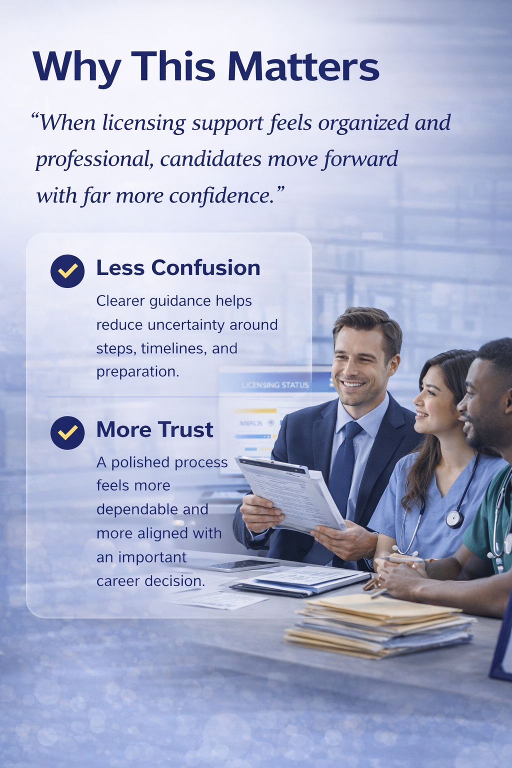 Organized licensing support helping healthcare candidates feel more confident and supported